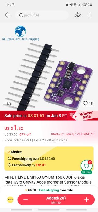 Bmi 160 gyroscop arduino imu
