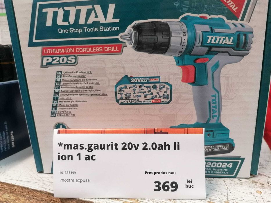 Masina de gaurit cu acumulator 20v 2ah