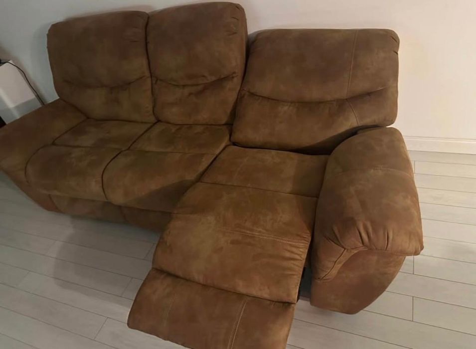 Canapea 3 locuri + Fotoliu - Mobexpert / piele întoarsă - recliner electric