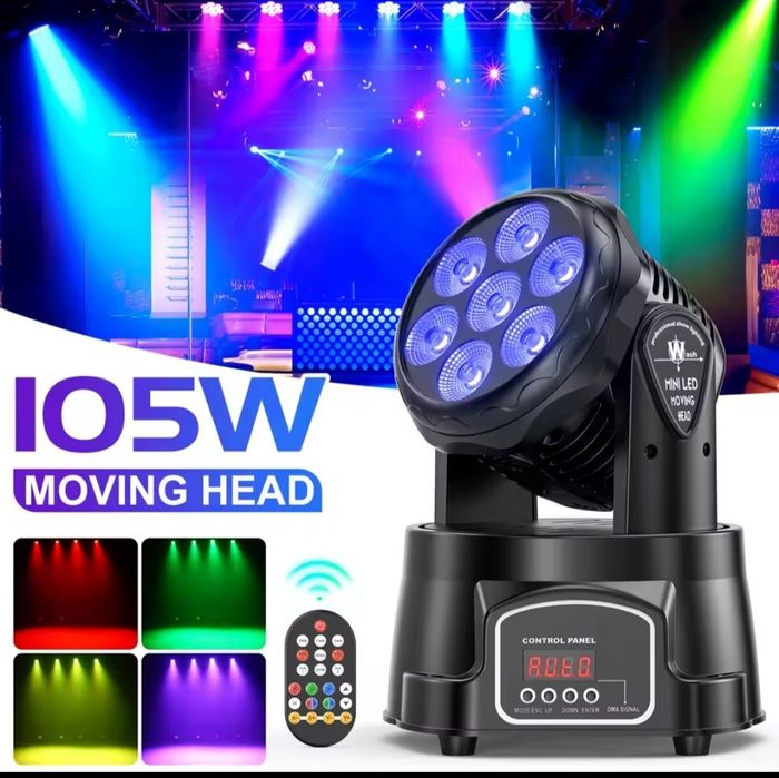 Светлинен ефект въртяща се глава 7x12W, mini moving head 4бр. С IR