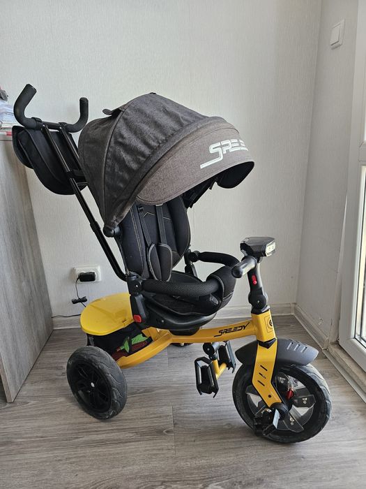 Триколка Lorelli - Speedy, Yellow & Black + дъждобран