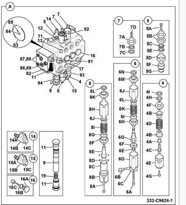 Distribuitor hidraulic BULDOEXCAVATOARE JCB 3CX 4CX 333/C9624 Nou