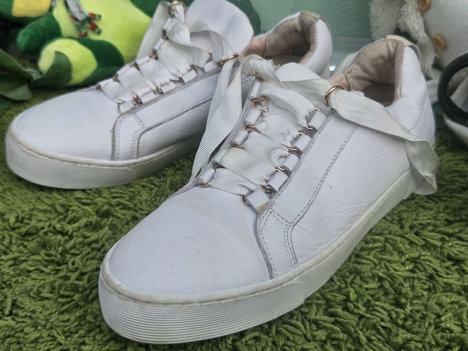 Hallhuber бели кецове от кожа N39