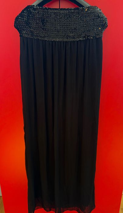 Rochie neagra lunga cu paiete