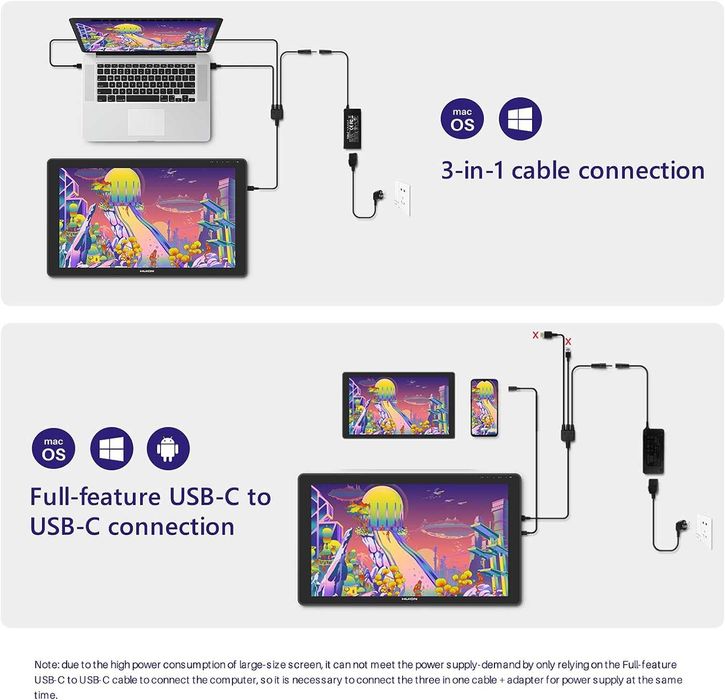 Графический планшет с Экраном Huion Kamvas 24 Plus 140% sRGB QLED