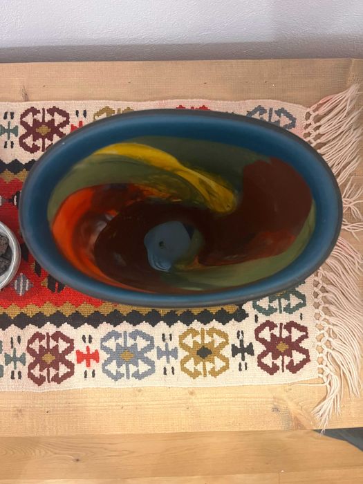 Vază Ioan Nemțoi – sticlă suflată manual, 27 cm, stare perfectă