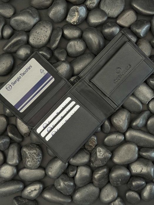 Мъжки портфейл Sergio Tacchini от естествена кожа – Черен