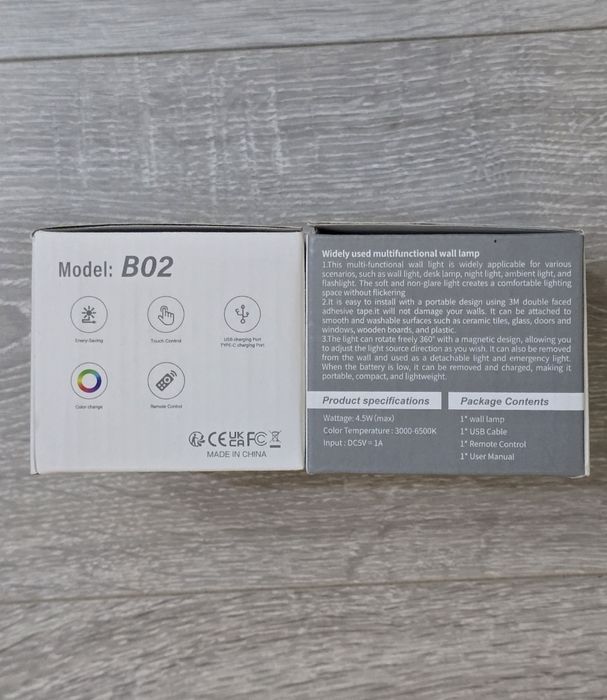 Set 2 aplice LED Amouhom B02 Black – control tactil & telecomandă