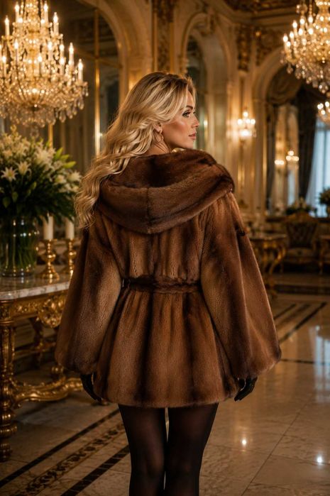 Lux Suprem – Nurcă,  vizon Naturală Exclusivă | Mărime Mare | Model Regal | Blană de Lux Premium