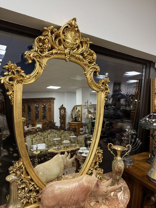 Consola din lemn cu blat de marmura + oglinda