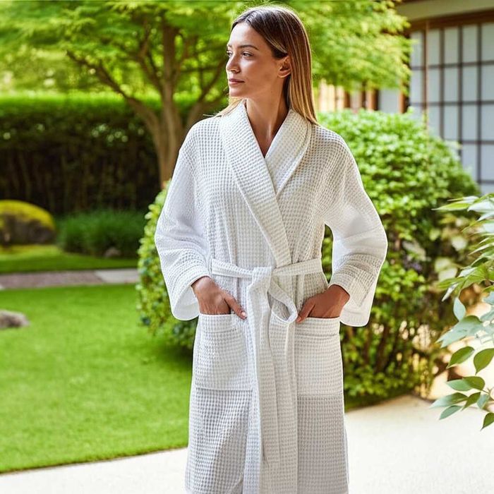 Халат из 100% хлопка — для дома, бани и душа