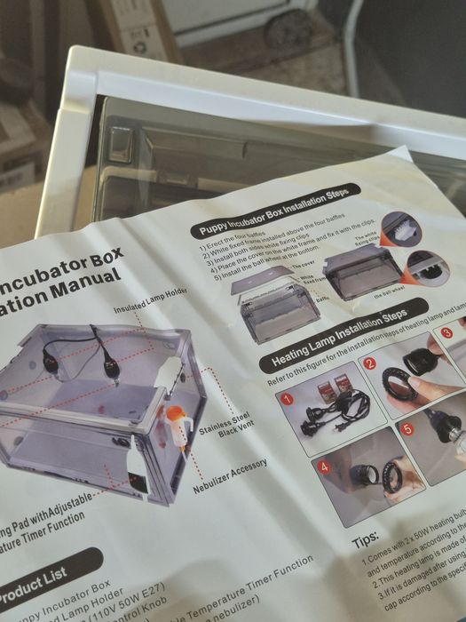 Инкубатор за кученца и котенца, домашни любимци с нагревателна подложка,