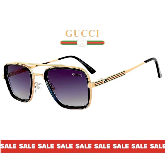 Gucci Square 2026 мъжки слънчеви очила с метална рамка UV400 Защита