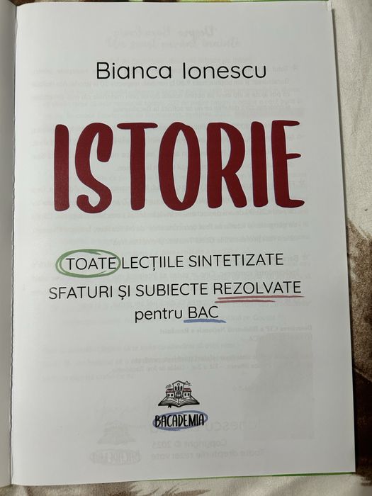 Carte Istorie Bac 2026