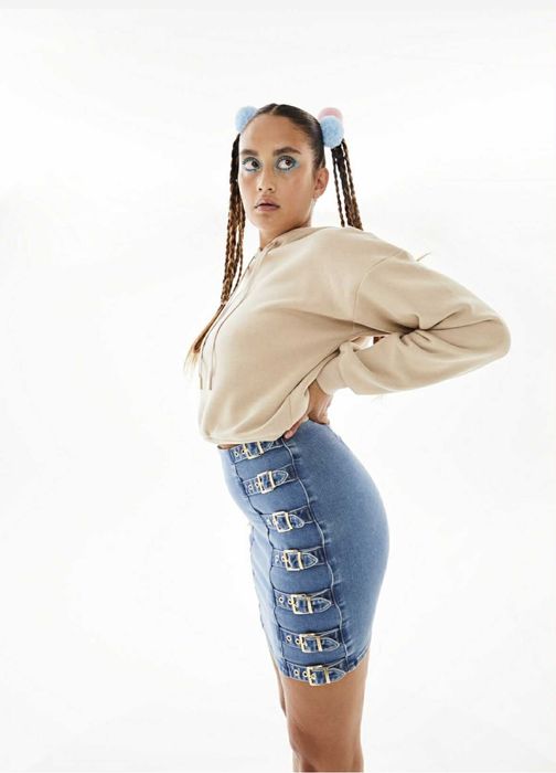 Дънкова пола с колани Hoermanseder x about you