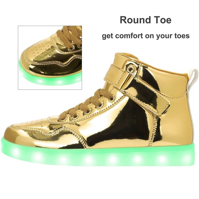 Adidași LED Luminiscenți Înălțați Încălțăminte cu Încărcare USB – Aurii 42