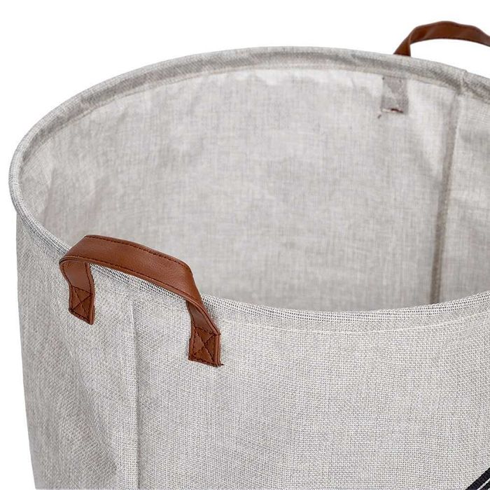 Текстилен Кош за пране за дрехи за съхранение с дръжки Кафяв Сив