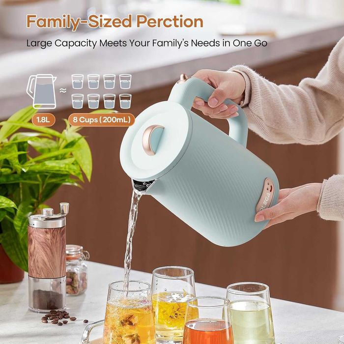 Електрическа кана Olega ALG-XL68 (Зеленa) 1.8L 1500W, ЛЕК ДЕФЕКТ!