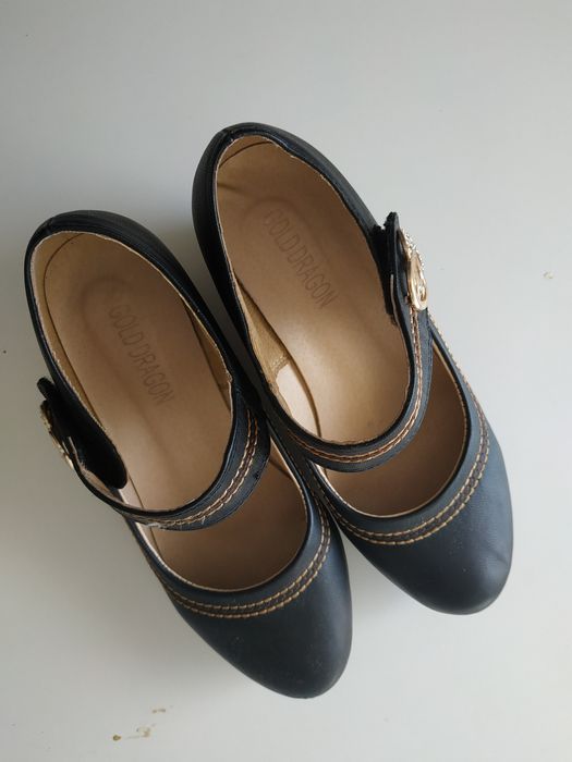 Pantofi dama piele maro închis Nr. 37, cu platforma, Gold Dragon