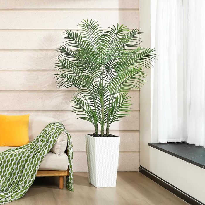 Palmier artificial 210 cm decor interior exterior UV rezistent planta artificiala ghiveci alb sau maro - LIVRARE GRATUITA !