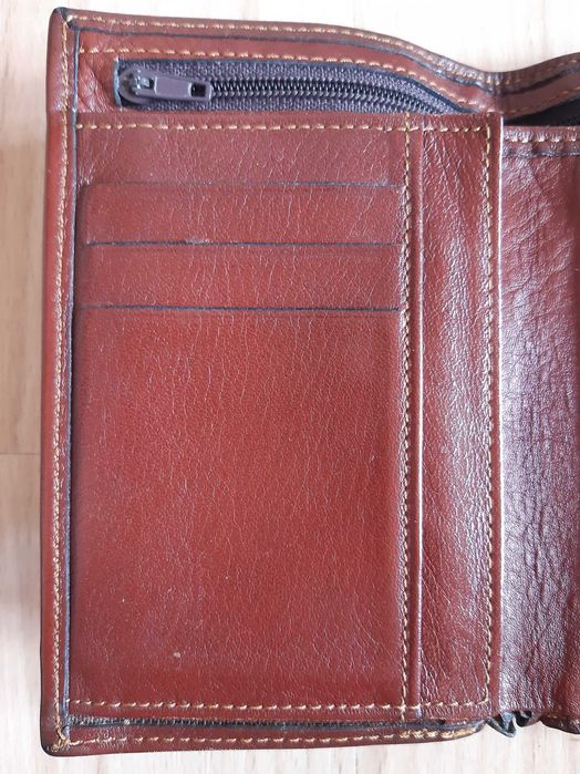 Портфейл, мъжки естествена кожа, цвят-бордо