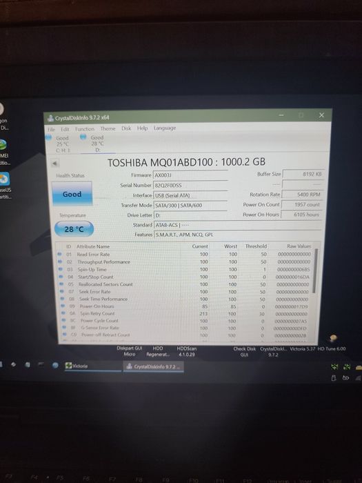 Hard-disk laptop Toshiba 1 tb 100%