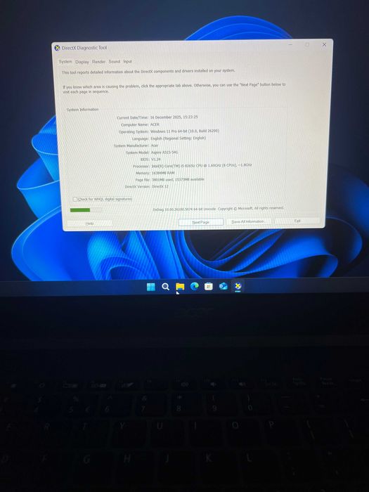 Laptop ACER Intel i5, 16GB RAM, Nvidia MX250 2GB, SSD 512 + HDD 1TB