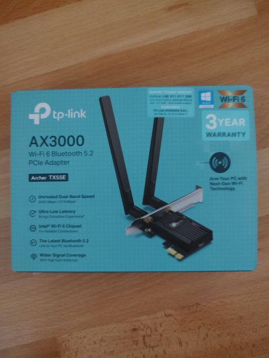 Placă de rețea Archer TX55E 6G schimb cu sursă de tensiune variabilă