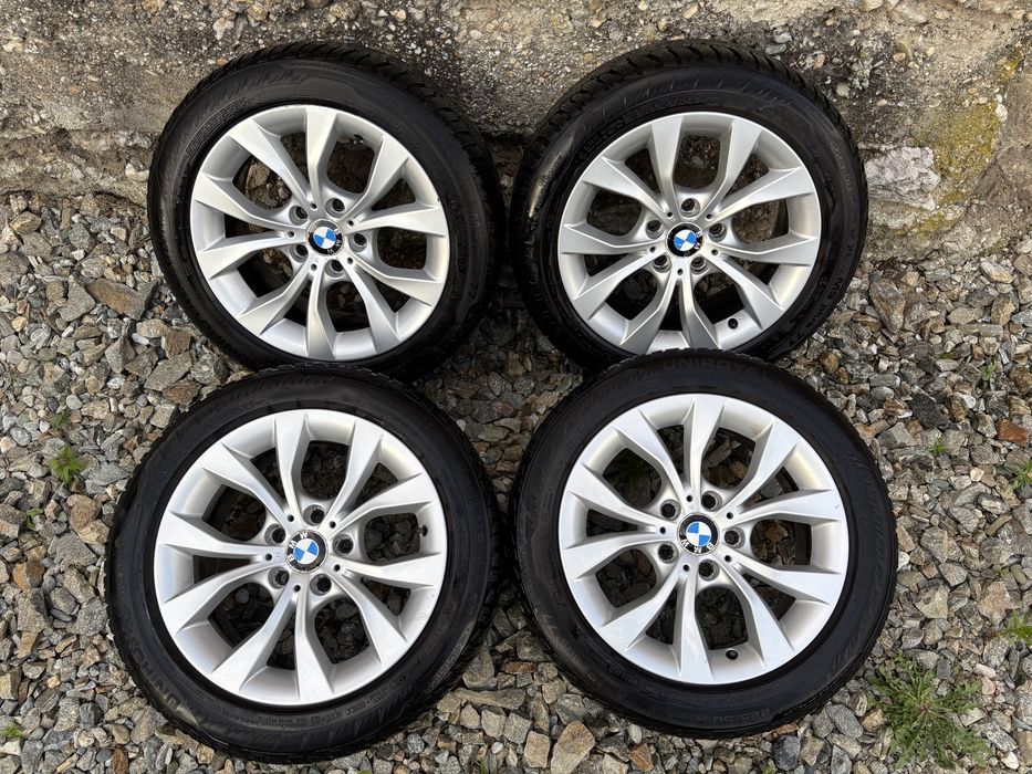 Roti: jante originale BMW X1 E84 style 318 7.5J ET34 + anvelope iarna 225 50 R17 XL