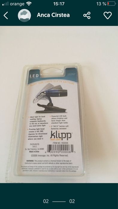 lanterna clips pentru carte