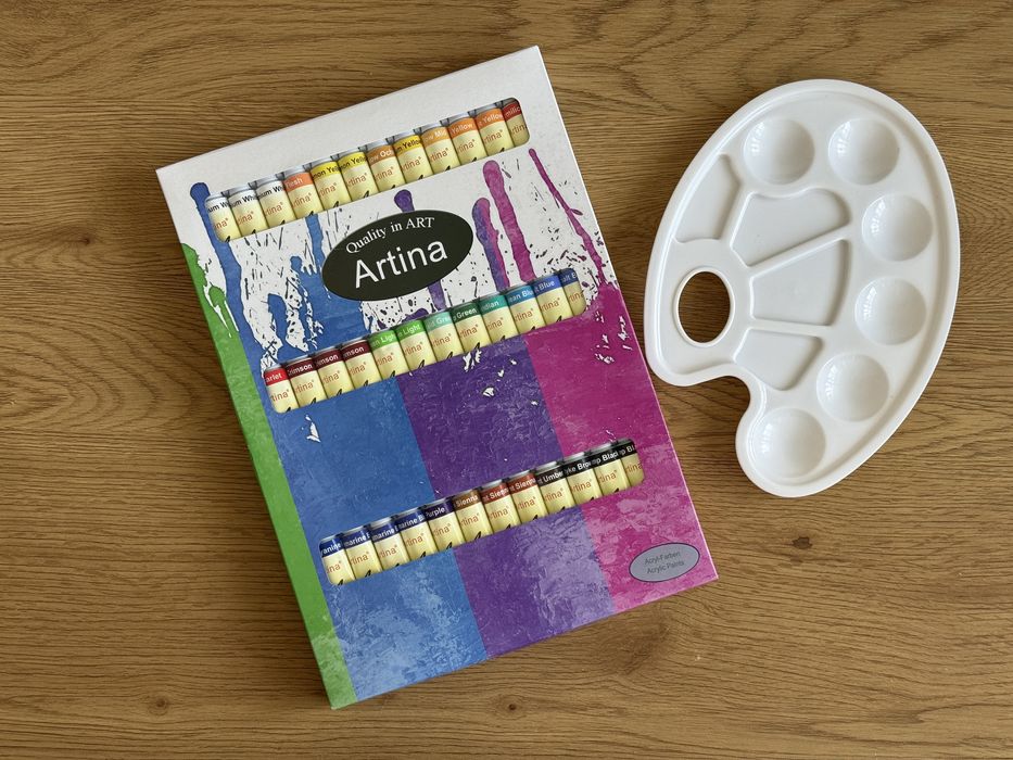 Чисто нов пълен комплект за рисуване Artina - четки, бои, статив