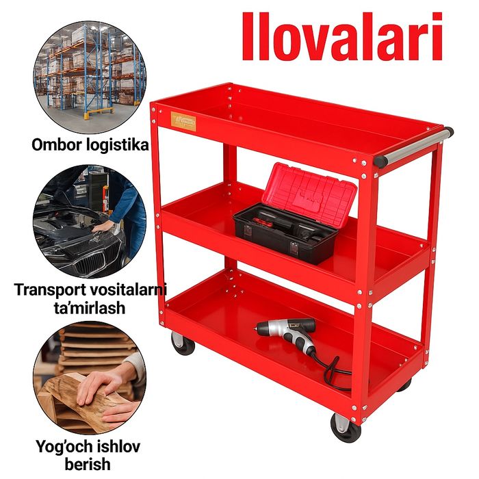 Temir stelaj 3-qavat / Тележка 3 полки


R