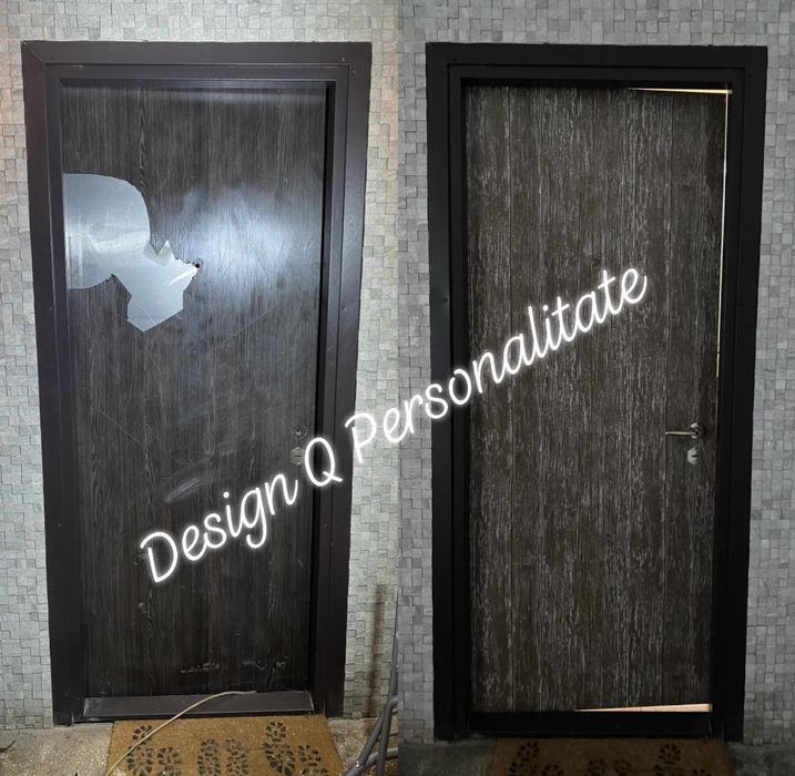 Colantare usa metalica exterior. Reconditionare usa prin colantare