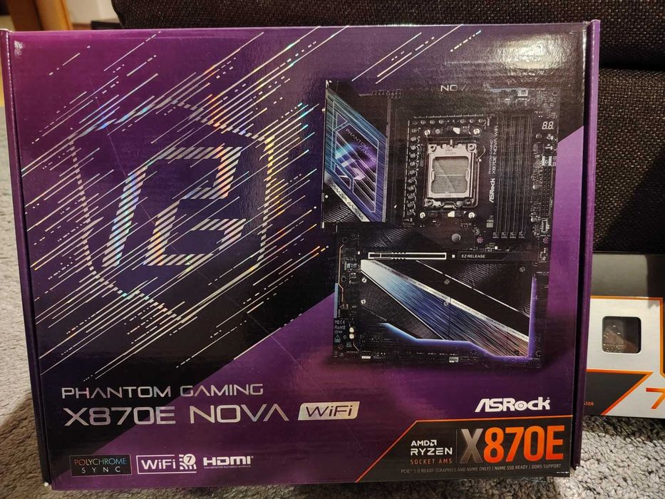 ASRock Phantom Gaming X870E Nova WiFi + Ryzen 7 9800X3D, 8 cores, 5.2Ghz, 96MB, AM5