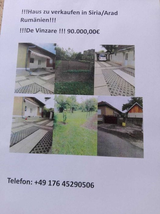 Casă de vânzare în Șiria (Arad) – 2 case, grădină mare, garaj