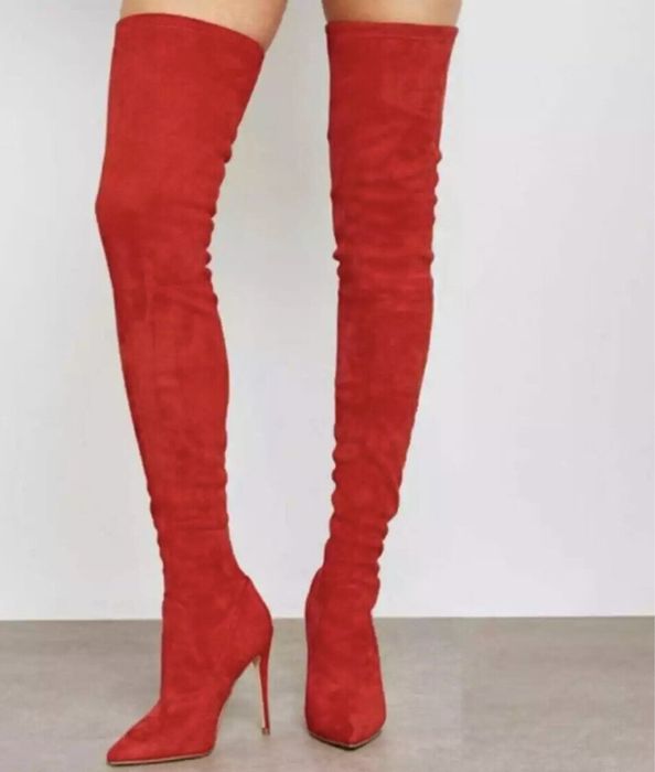 Cizme cu toc rosii Steve Madden