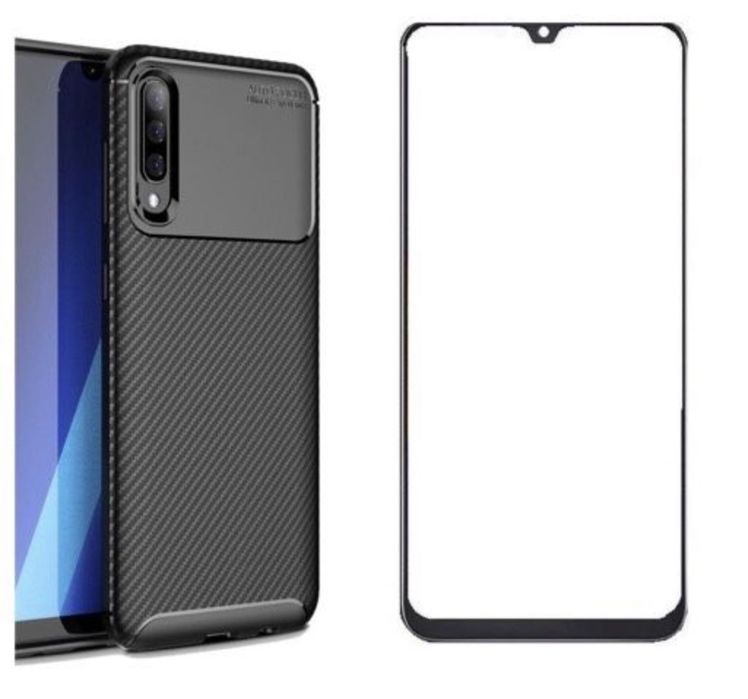 Husa Silicon Carbon Focus + Folie Sticla Prem Samsung A70/A71/A72/A73