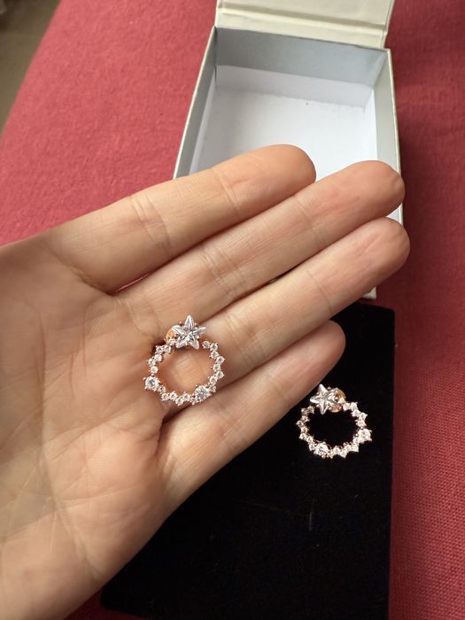 Cercei de argint suflati cu aur roze