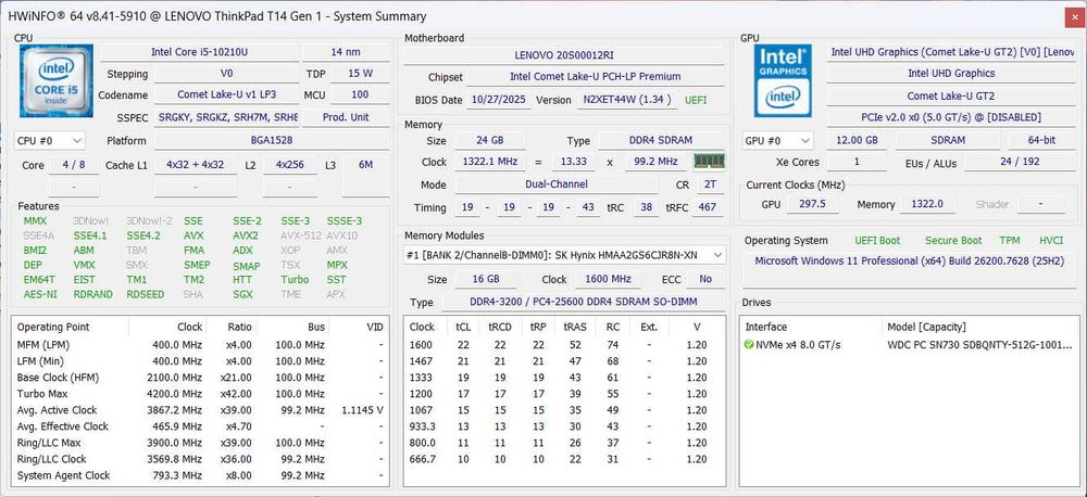 Laptop  Lenovo ThinkPad T14 Gen1