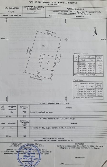Casă tip duplex – teren 783 mp – șosea principală Slobozia–București