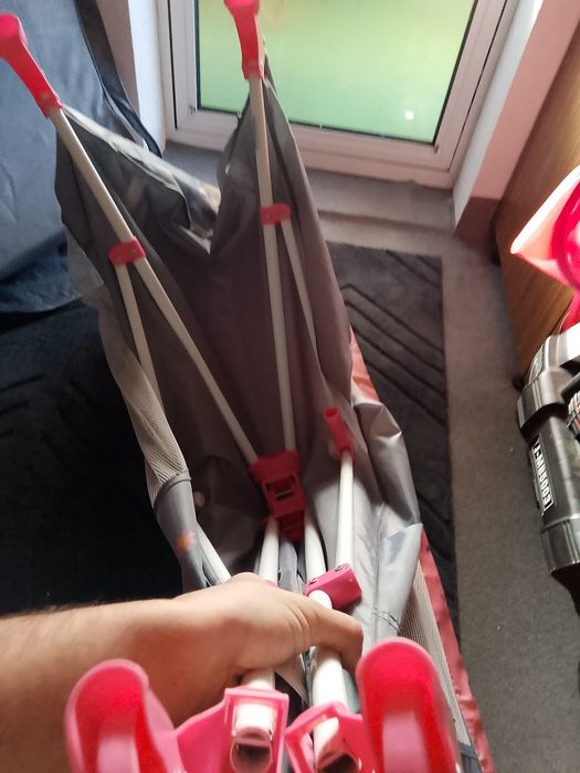 Кошарка за бебе, със мрежа, със врата, двойно дъно сгъваема