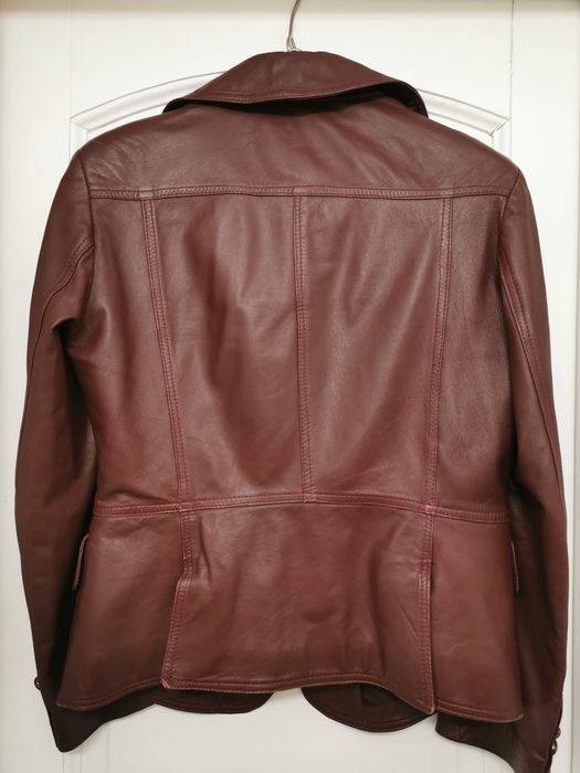 Jachetă piele moale, maro-roșcat, mărime M