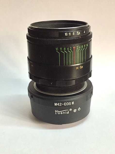 Объектив Гелиос с переходником M42  EOS на Canon  бесзеркалку.