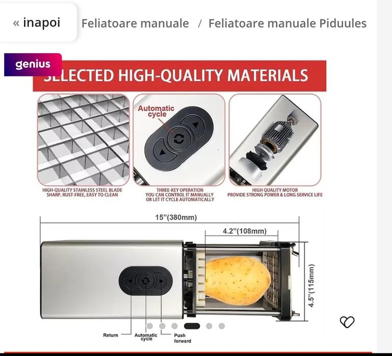 Feliator cartofi pai electric/dispozitiv tocare legume tari