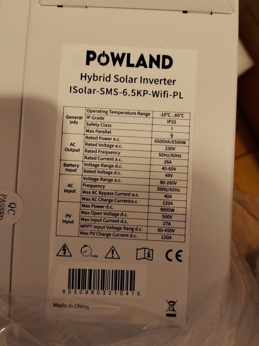 Invertor hibrid MPPT 48v solar 6.5 kw Easun / Powland