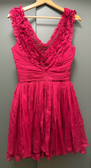 Rochie elegantă, voal satinat din mătase, culoare burgundy, mărimea S