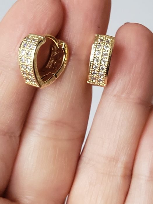 GP179, cercei placați aur 18 k,incuetoare sigura, inima