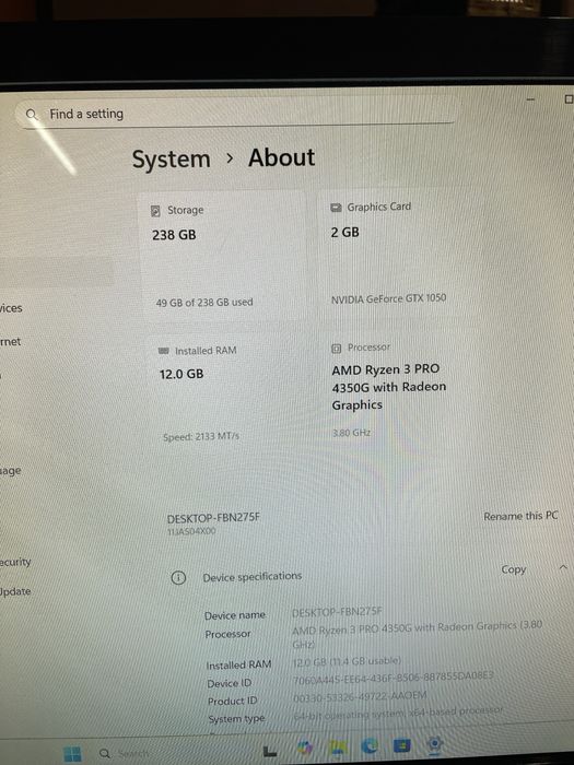 Pc Gamingsau Ofice Lenovo, Ryzen 4350G, GTX 1050, ssd, wifi