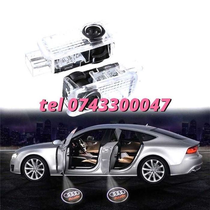 Set Lampi Led Holograme Proiectoare Logo Portiera Audi A3 A4 A5 A6 Q3