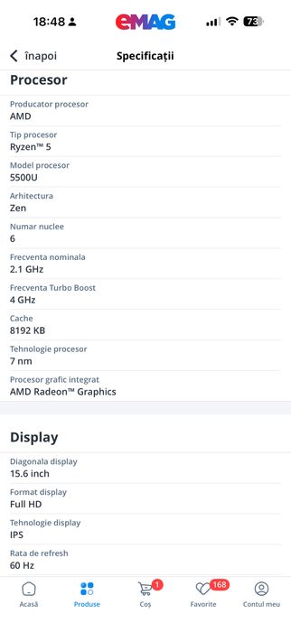 Laptop HP 255 G8, AMD Ryzen 5 5500U, 15.6", 8GB, SDD 512GB